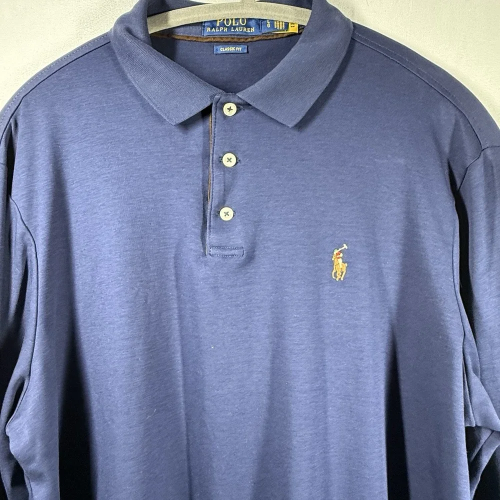 Polo‎ Ralph Lauren Long Sleeve Shirt Sz L Blue Pony Logo Classic Fit Soft Cotton